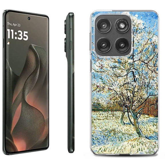 For Motorola Moto Edge 5G 2025 Protective Shockproof Phone Case, by OneToughShield - Peach Tree Blossom
