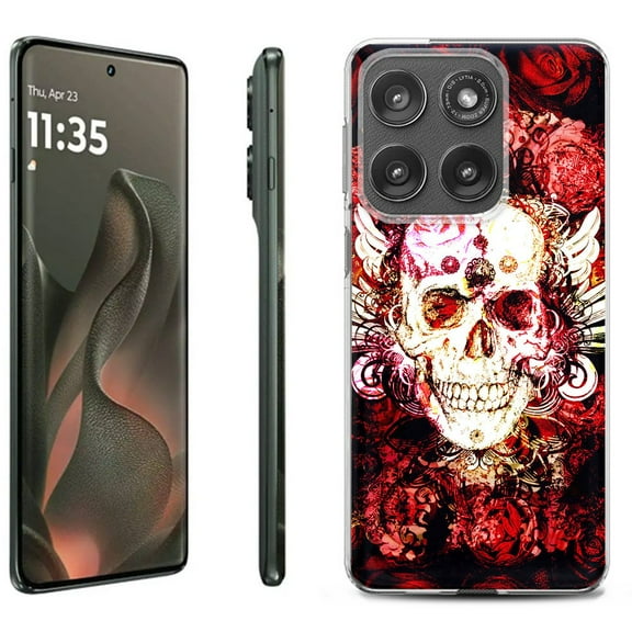 For Motorola Moto Edge 5G 2025 Protective Shockproof Phone Case, by OneToughShield - Rose Skull