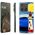 thumbnail image 1 of For Motorola Moto Edge 5G 2025 Protective Shockproof Phone Case, by OneToughShield - Starry Night Lighthouse, 1 of 4
