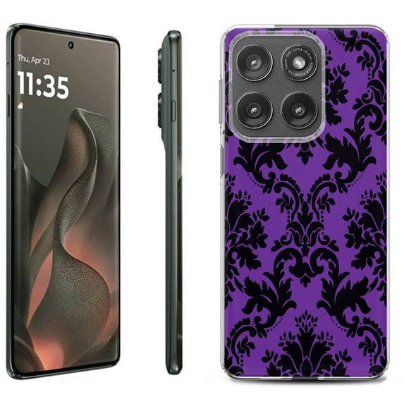 For Motorola Moto Edge 5G 2025 Protective Shockproof Phone Case, by OneToughShield - Victorian Purple/Black