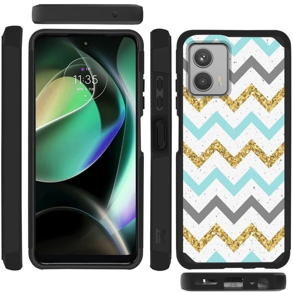 For Motorola Moto G 5G 2023 Graphic Design Pattern Hard PC TPU Tough Strong Hybrid Shockproof Armor Frame Cover ,Xpm Phone Case [ ZigZag ]