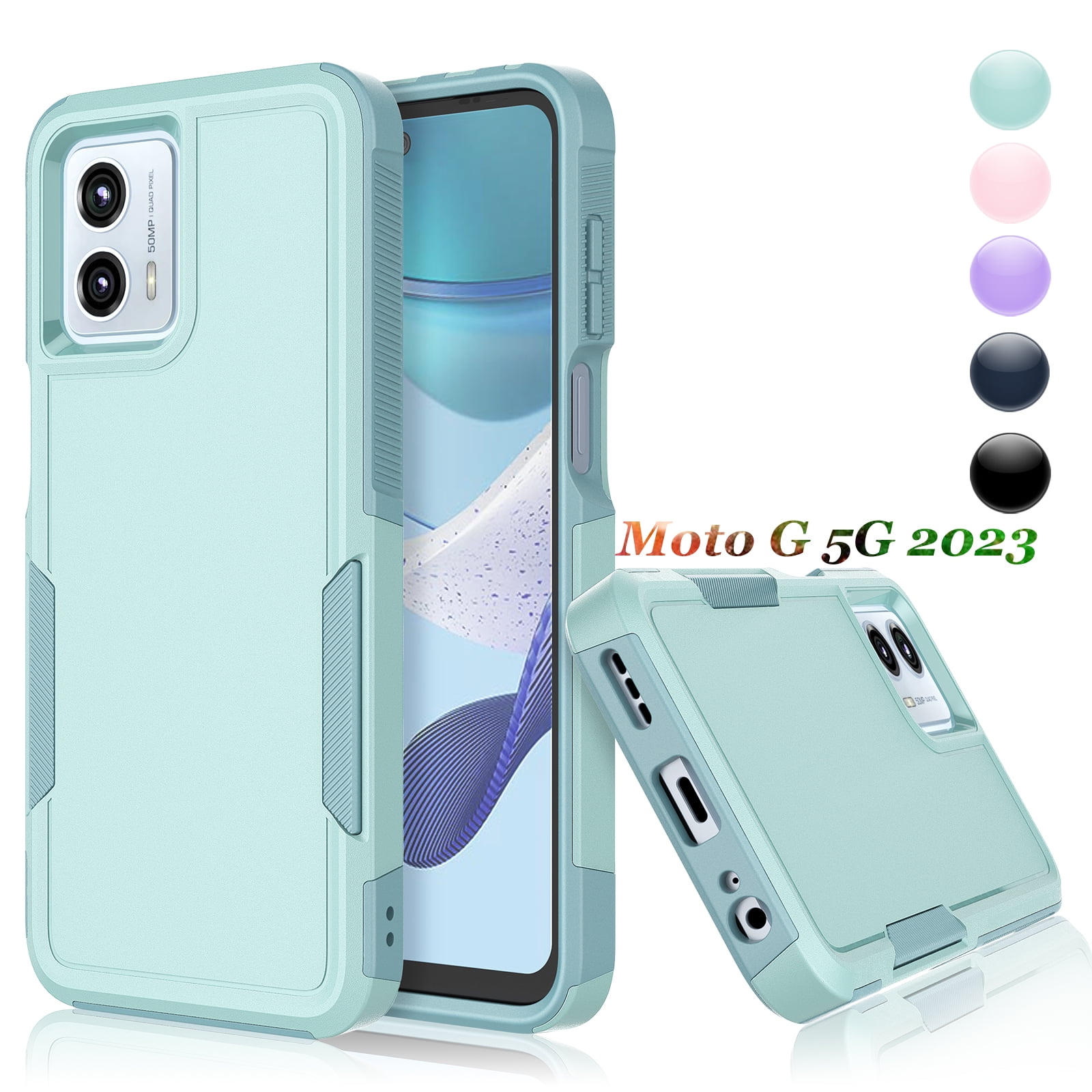 Njjex 2023 Moto G 5G Case, 2 in 1 Hard PC &amp; Silicone, Full Body 