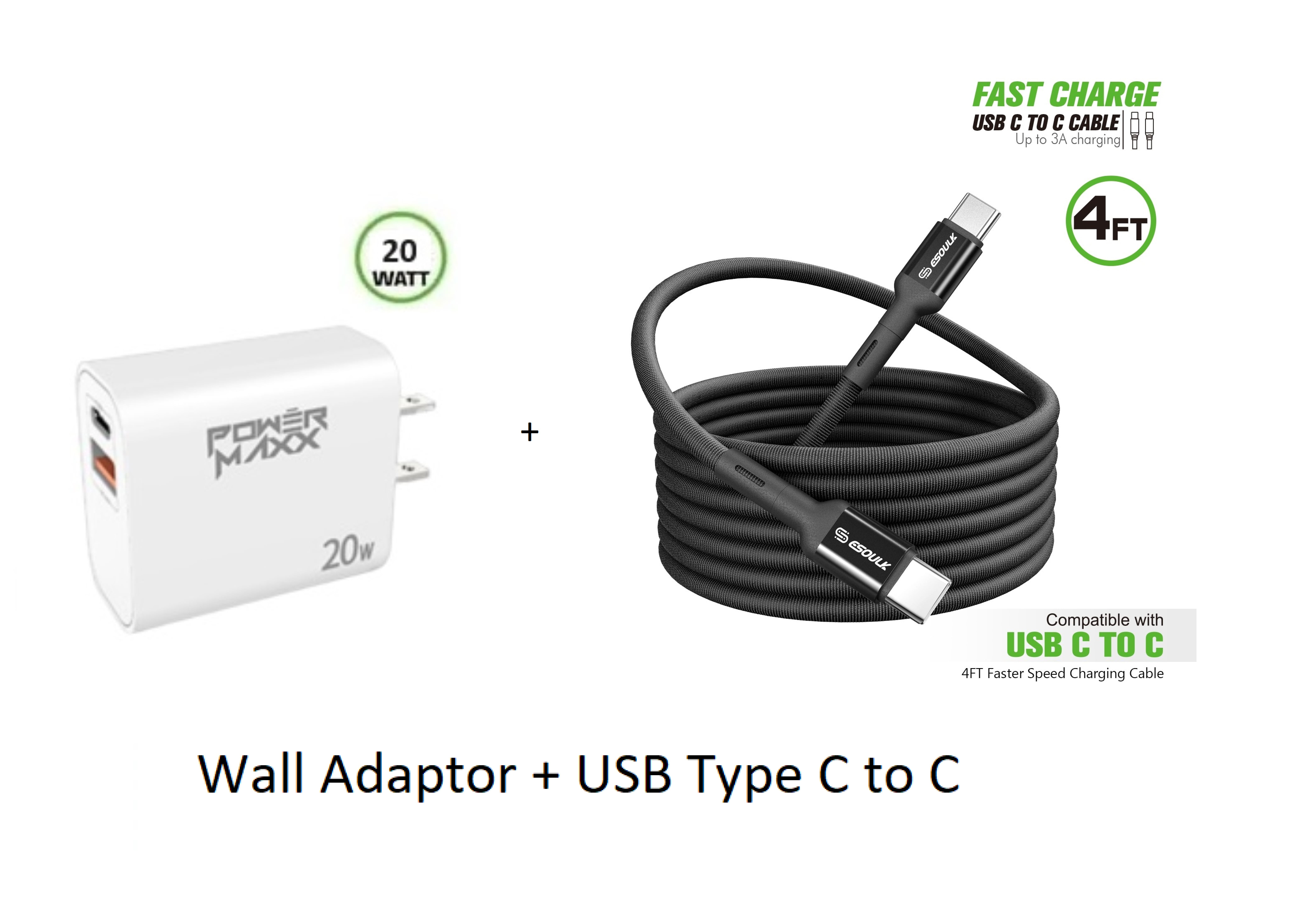 For Motorola Moto G 5G 2024 20W Fast Home Wall Travel Charger + 4FT