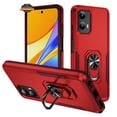 thumbnail image 1 of For Motorola Moto G 5G 2024 Heavy Duty Hybrid Rugged Dual Layer 2in1 Shockproof Protective with Magnetic Ring Stand Holder Phone Case Cover by Xpression - Red, 1 of 9