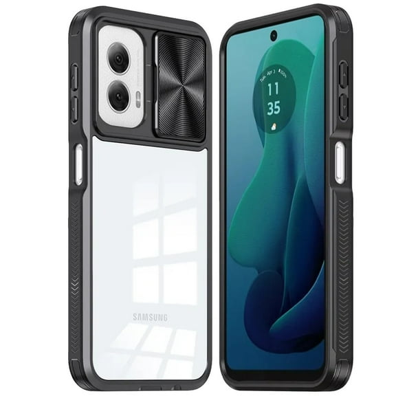 For Motorola Moto G 5G 2024 METKASE Fusion Transparent Clear Hybrid Case Cover in Premium Slide-Out Package - Black