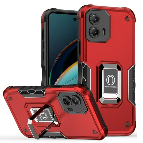 For Motorola Moto G 5G 2024 OPTIMUM Magnetic Ring Stand Hybrid Case Cover - Red