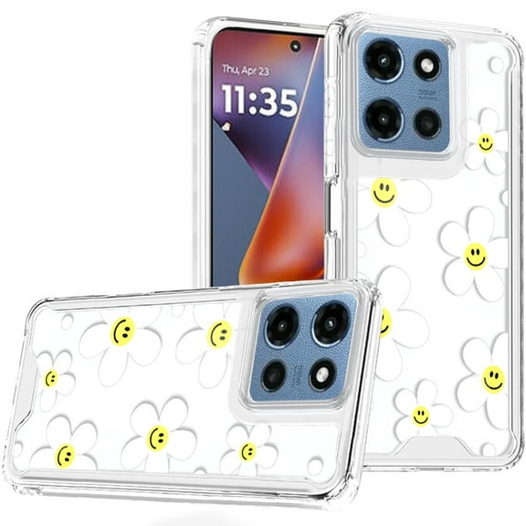 For Moto G 5G 2025/2026 - G Play 2026 - Beautiful TPU Designs Case Case - White Daisies with Yellow Smiley Faces