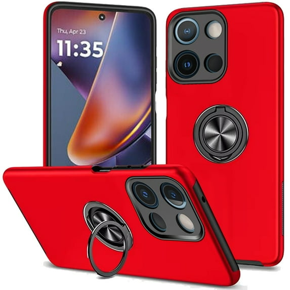 For Moto G 5G 2025/2026 - G Play 2026 - CHIEF Oil Painted Magnetic Ring Stand Hybrid Case Cover - Red