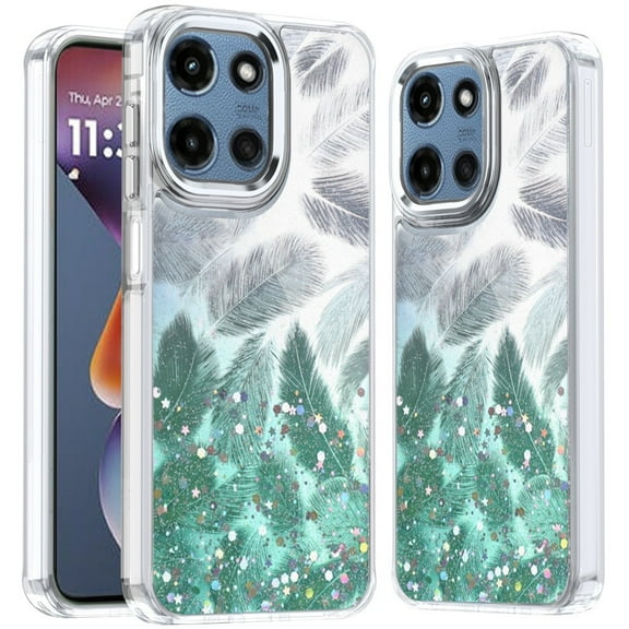 For Motorola Moto G 5G 2025 Epoxy Glitter Shimmer Hybrid Case - Light Green