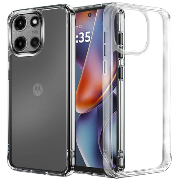 For Motorola Moto G 5G 2025 PURE CRYSTAL Transparent Thick 2.0mm ShockProof Chromed Buttons Case Cover - Clear