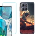 thumbnail image 1 of For Motorola Moto G 5G 2025 Phone Case Cover with Tempered Glass Screen Protector, by OneToughShield - Astronaut Planting, 1 of 4