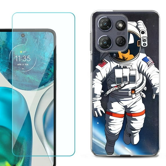 For Motorola Moto G 5G 2025 Phone Case Cover with Tempered Glass Screen Protector, by OneToughShield - Astronaut