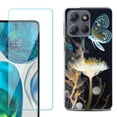 thumbnail image 1 of For Motorola Moto G 5G 2025 Phone Case Cover with Tempered Glass Screen Protector, by OneToughShield - Butterfly Translucent, 1 of 4