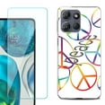 thumbnail image 1 of For Motorola Moto G 5G 2025 Phone Case Cover with Tempered Glass Screen Protector, by OneToughShield - Colorful Peace, 1 of 4