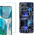 thumbnail image 1 of For Motorola Moto G 5G 2025 Phone Case Cover with Tempered Glass Screen Protector, by OneToughShield - Cosmos Circuit, 1 of 4