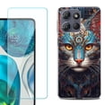 thumbnail image 1 of For Motorola Moto G 5G 2025 Phone Case Cover with Tempered Glass Screen Protector, by OneToughShield - Cyberpunk Cat, 1 of 4