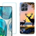 thumbnail image 1 of For Motorola Moto G 5G 2025 Phone Case Cover with Tempered Glass Screen Protector, by OneToughShield - Deer Sunset, 1 of 4