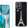 thumbnail image 1 of For Motorola Moto G 5G 2025 Phone Case Cover with Tempered Glass Screen Protector, by OneToughShield - Eiffel Tower Moon, 1 of 4