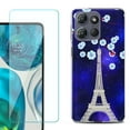 thumbnail image 1 of For Motorola Moto G 5G 2025 Phone Case Cover with Tempered Glass Screen Protector, by OneToughShield - Eiffel Tower Stars, 1 of 4