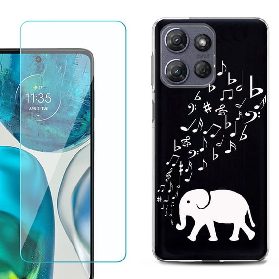 For Motorola Moto G 5G 2025 Phone Case Cover with Tempered Glass Screen Protector, by OneToughShield - Elephant Music