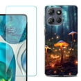 thumbnail image 1 of For Motorola Moto G 5G 2025 Phone Case Cover with Tempered Glass Screen Protector, by OneToughShield - Fireflies Mushroom, 1 of 4