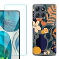 thumbnail image 1 of For Motorola Moto G 5G 2025 Phone Case Cover with Tempered Glass Screen Protector, by OneToughShield - Flower Art, 1 of 4