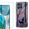 thumbnail image 1 of For Motorola Moto G 5G 2025 Phone Case Cover with Tempered Glass Screen Protector, by OneToughShield - Forest/Deer/Twilight, 1 of 4