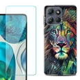 thumbnail image 1 of For Motorola Moto G 5G 2025 Phone Case Cover with Tempered Glass Screen Protector, by OneToughShield - Geometric Lion, 1 of 4