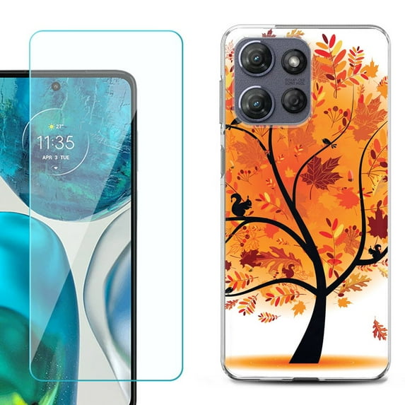 For Motorola Moto G 5G 2025 Phone Case Cover with Tempered Glass Screen Protector, by OneToughShield - Golden Tree