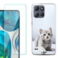 thumbnail image 1 of For Motorola Moto G 5G 2025 Phone Case Cover with Tempered Glass Screen Protector, by OneToughShield - Kitty Cat, 1 of 4