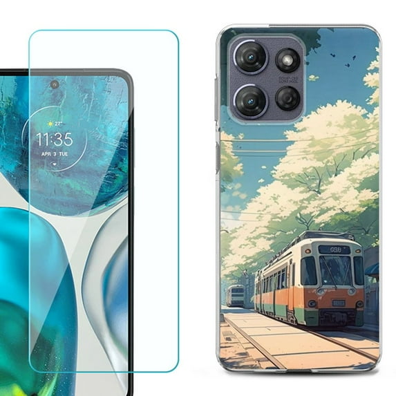 For Motorola Moto G 5G 2025 Phone Case Cover with Tempered Glass Screen Protector, by OneToughShield - Kyoto Summer