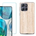 thumbnail image 1 of For Motorola Moto G 5G 2025 Phone Case Cover with Tempered Glass Screen Protector, by OneToughShield - Marble/Coffee Tone, 1 of 4