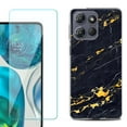 thumbnail image 1 of For Motorola Moto G 5G 2025 Phone Case Cover with Tempered Glass Screen Protector, by OneToughShield - Marble / Lava, 1 of 4