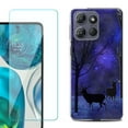 thumbnail image 1 of For Motorola Moto G 5G 2025 Phone Case Cover with Tempered Glass Screen Protector, by OneToughShield - Midnight Forest, 1 of 4