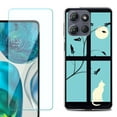 thumbnail image 1 of For Motorola Moto G 5G 2025 Phone Case Cover with Tempered Glass Screen Protector, by OneToughShield - Moon/Cat, 1 of 4