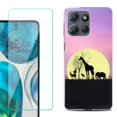 thumbnail image 1 of For Motorola Moto G 5G 2025 Phone Case Cover with Tempered Glass Screen Protector, by OneToughShield - Moonlight Safari, 1 of 4