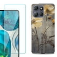 thumbnail image 1 of For Motorola Moto G 5G 2025 Phone Case Cover with Tempered Glass Screen Protector, by OneToughShield - Myth Flower, 1 of 4