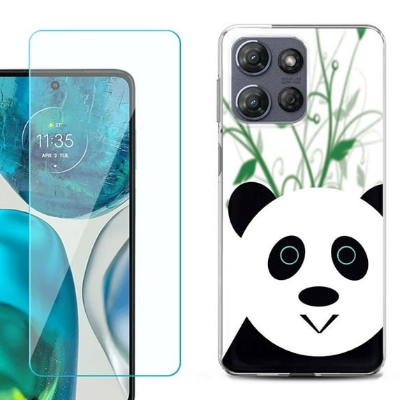 For Motorola Moto G 5G 2025 Phone Case Cover with Tempered Glass Screen Protector, by OneToughShield - Panda
