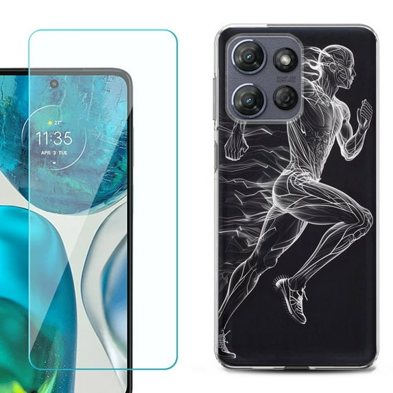 For Motorola Moto G 5G 2025 Phone Case Cover with Tempered Glass Screen Protector, by OneToughShield - Runner