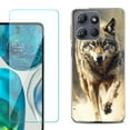 thumbnail image 1 of For Motorola Moto G 5G 2025 Phone Case Cover with Tempered Glass Screen Protector, by OneToughShield - Running Wolf, 1 of 4