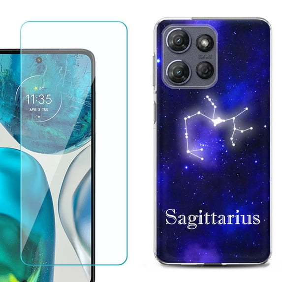 For Motorola Moto G 5G 2025 Phone Case Cover with Tempered Glass Screen Protector, by OneToughShield - Sagittarius