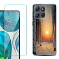 thumbnail image 1 of For Motorola Moto G 5G 2025 Phone Case Cover with Tempered Glass Screen Protector, by OneToughShield - Snow Forest, 1 of 4