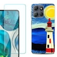 thumbnail image 1 of For Motorola Moto G 5G 2025 Phone Case Cover with Tempered Glass Screen Protector, by OneToughShield - Starry Night Lighthouse, 1 of 4
