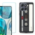 thumbnail image 1 of For Motorola Moto G 5G 2025 Phone Case Cover with Tempered Glass Screen Protector, by OneToughShield - Vintage Cassette, 1 of 4