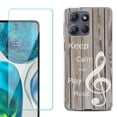thumbnail image 1 of For Motorola Moto G 5G 2025 Phone Case Cover with Tempered Glass Screen Protector, by OneToughShield - Wood/Music, 1 of 4