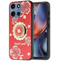 For Motorola Moto G 5G 2025 SPLENDID Diamond Glitter Ornaments Engraving Case Cover - Good Luck Floral Red