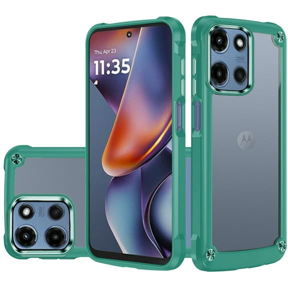 For Motorola Moto G 5G 2025 Ultimate CaseX Transparent Hybrid Case with Metal Buttons And Camera Edges - Midnight Green