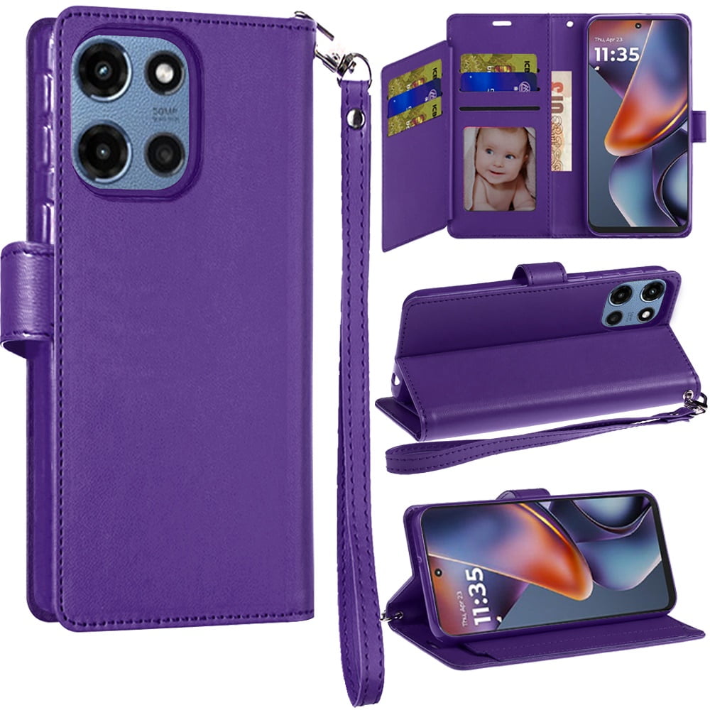 0804 Case For Motorola Moto G 5G 2025 Wallet ID Card Holder Case Cover - Dark ...