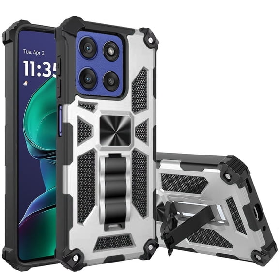 For Motorola Moto G 5G 2025 XT2513V Machine Kickstand Phone Case - TCT Silver