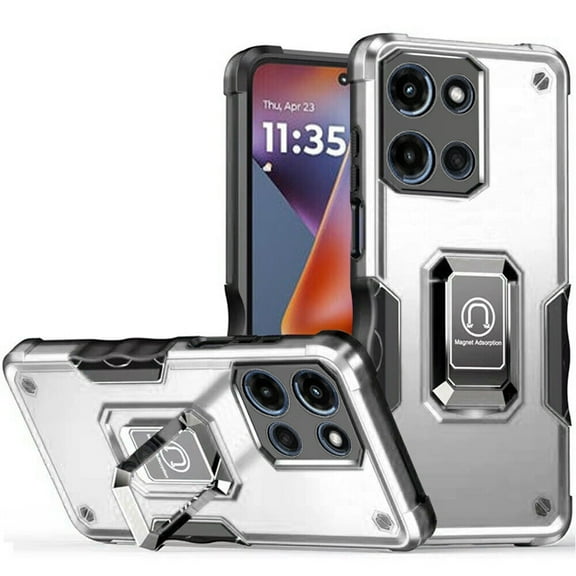 For Motorola Moto G 5G 2025 XT2513V OPTIMUM Kickstand Cover Cell Case - Silver